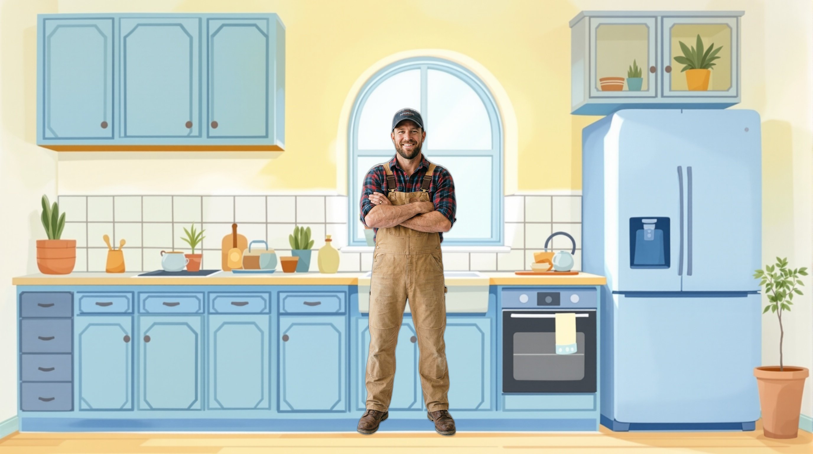 Plumbing business owner character illustration