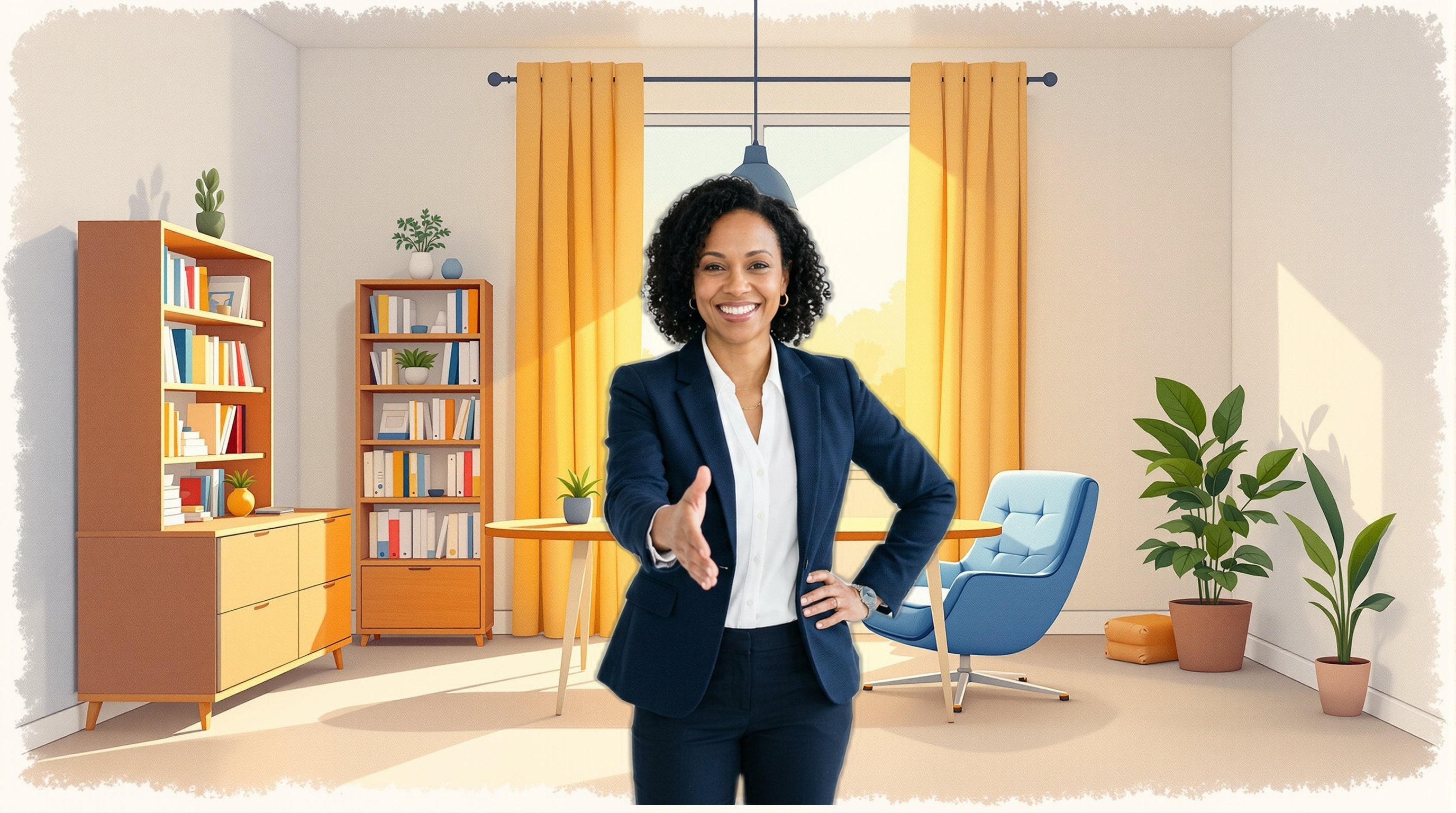 Insurance agency owner character illustration